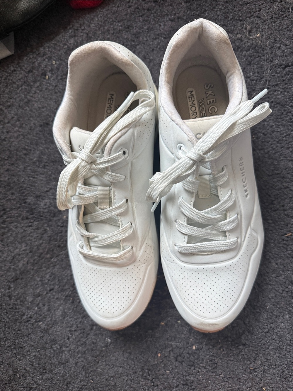 Skechers White Sneakers with memory foam.